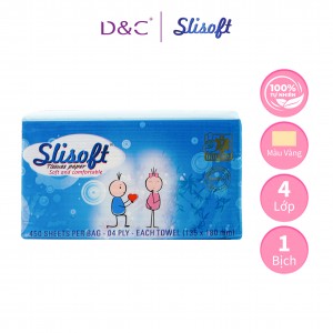 Giấy ăn Slisoft Doctor Care gói 450 tờ, khăn giấy khô Trắng tự nhiên từ bột cây Giang an toàn không tẩy trắng